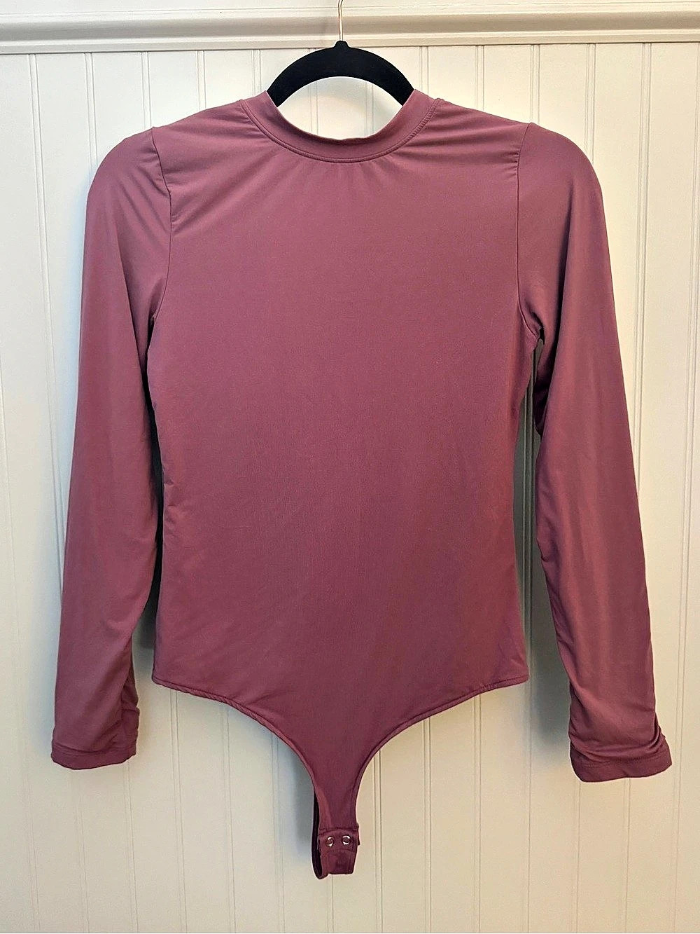 Reoria Women's Mock Neck Long Sleeve Bodysuit Pink Medium